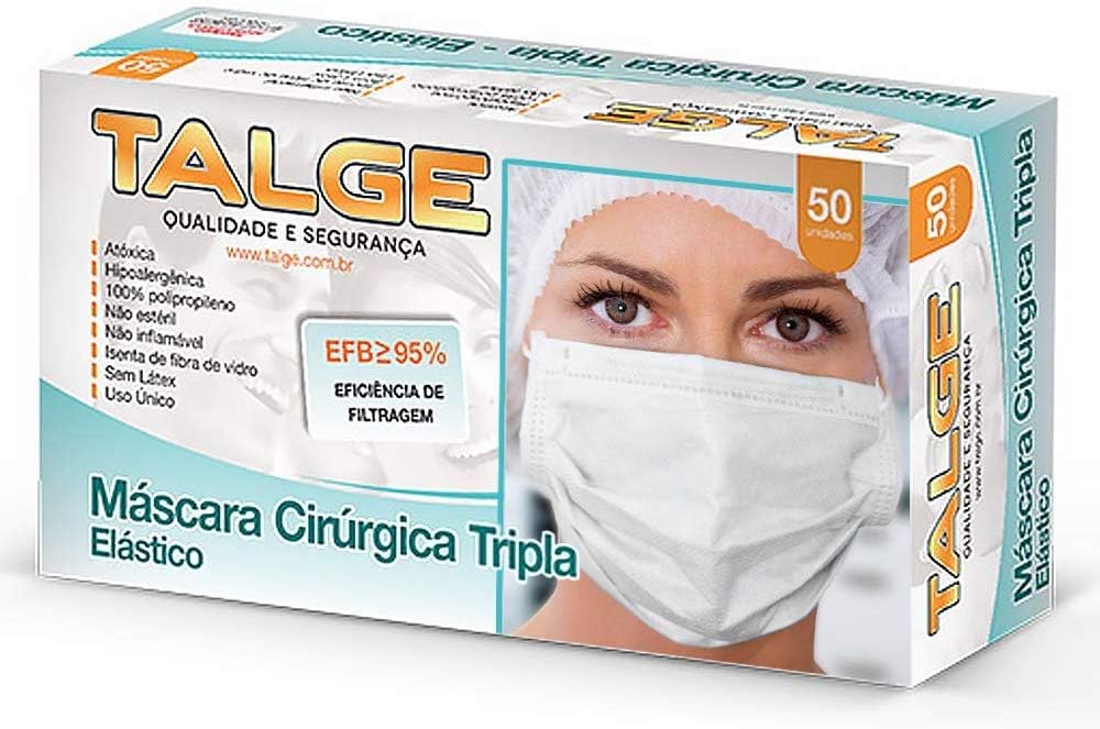 Talge Surgical Disposable Face Masks with Elastic Ear Loop 3 Ply 95% BFE Breathable and Comfortable for Blocking Dust Air Pollution Protection Pack of 500
