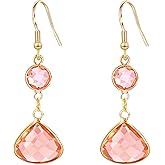 Trendy Cute Sapphire Blue Pink Green Earrings for Women Gold Dangle Earrings Blue Topaz Earrings Handmade Aquamarine Earrings Drop Earring for Women