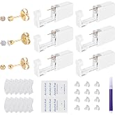37Pcs Disposable Ear Piercing Kit, Self Ear Piercing Gun Kit with Hypoallergenic Cubic Zirconia Stainless Steel Studs for Women, at Home Ear Piercing Kit