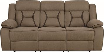 Amazon Com Houston Motion Sofa With Contrast Stitching Tan