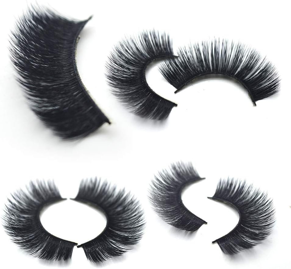 Silk Synthetic False Eyelashes 3D Faux Mink Eyelash Black Band 5 Pairs (3DX14)