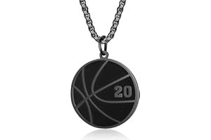 Susook Basketball Number Necklace for Boys Black Stainless Steel Basketball Charm Pendant Personalized PH4:13 Bible Verse I Can Do All Things Sport Jewelry Gifts for Men
