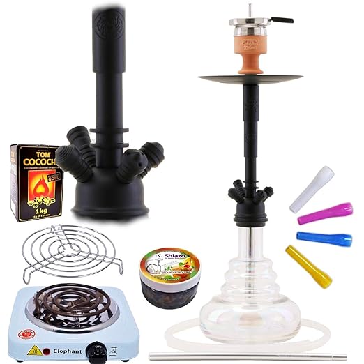 Amy Deluxe Shisha 061R Big Cloud - 76 cm, Premium-Shisha-Set mit Kamin, Silikonschlauch-Set, Shiazo Dampfsteinen, TOM Cococha