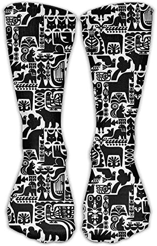 QWEDGTGF Mid Calf Length Socks Murals In Finland Basketball Sports Stockings Boot Crew Socks For Man Women
