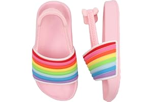 Otojaku Kids Flip Flops Sandals Toddler Boys Girls Sequin Slides Shower Beach Pool Shoes Slip on Summer Slippers with Back Strap