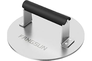 FANGSUN Bacon Press for Griddle, Stainless Steel Grill Press, 8.5-Inch Heavy-Duty Burger Press with Heat-Resistant Handle, Non Stick Hamburger Press, Weight Burger Smasher for Meat, Steak, Panini