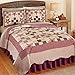 Collections Etc Country Star Checkered Floral Patchwork Reversible Lightweight Quilt, Burgundy, Full/Queen