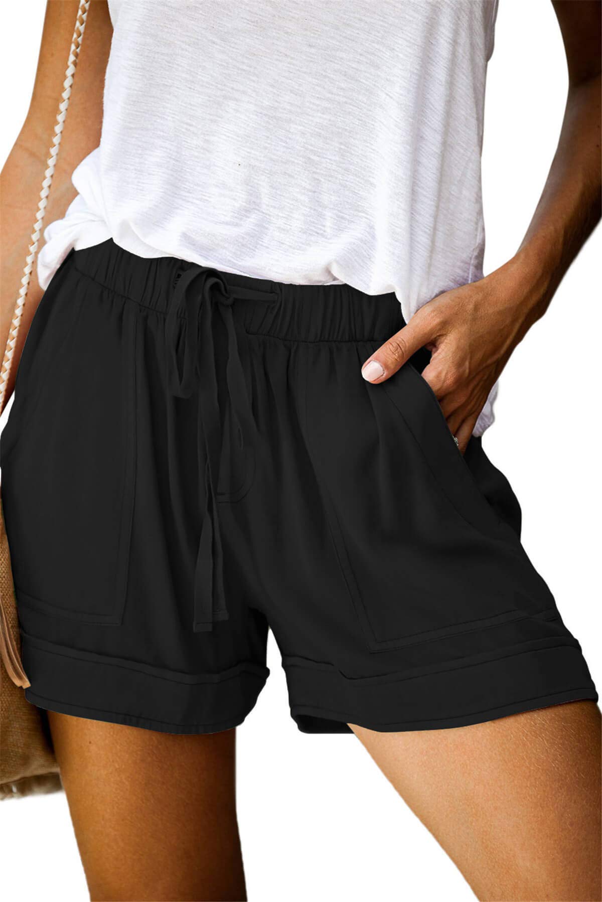 ONLYSHE Womens Elastic Waist Summer Wide Leg Shorts