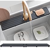 Fast Drying Stone Faucet Mat for Kitchen Sink with Raised Feet, Water Absorbent Diatomite Stone Sink Tray, Faucet Sink Splash Guard, Prevents Moisture Buildup, Durable Protector for Bathroom Counter