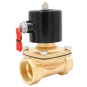 Baomain Brass Electric Solenoid Valve NPT 1-1/2 Inch AC 110V Thread Direct Acting Normally Closed Compatible with Water Air