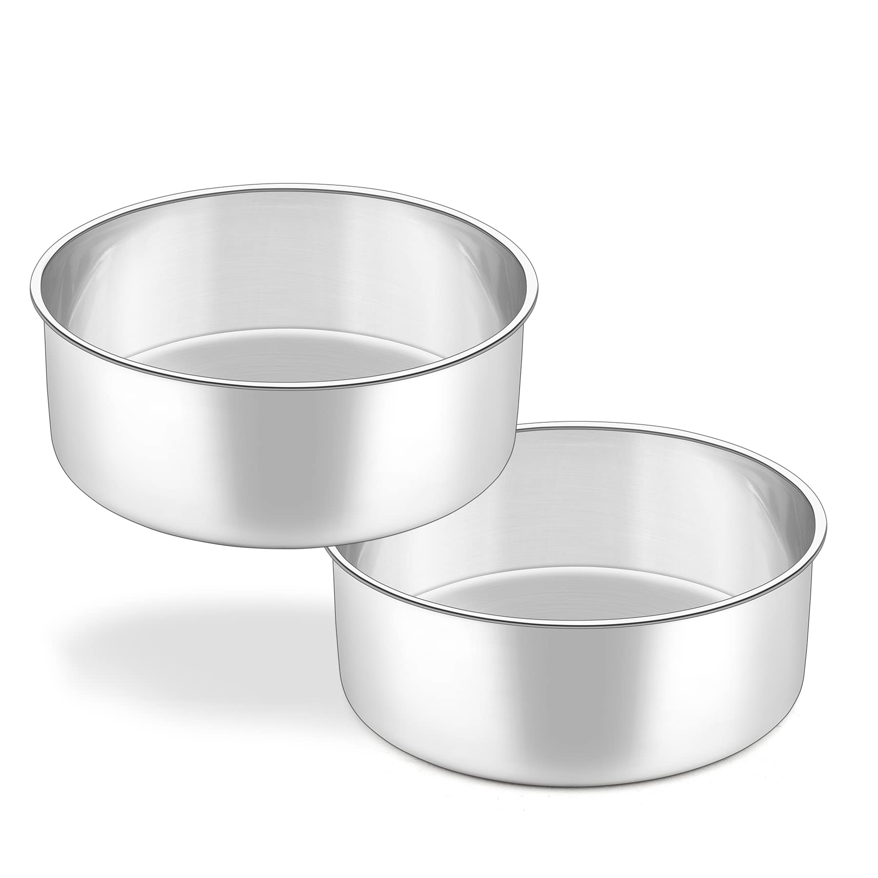 HaWare Deep Cake Tin, 8 Inch Stainless Steel Round Baking Pan Set of 2, Birthday Wedding Deep Layer Cake Tin for Baking Roasting Serving, Healthy & Non-Toxic, Mirror Polished & Dishwasher Safe (20cm)