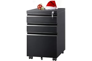 DEVAISE 3 Drawer Mobile File Cabinet Under Desk Office, Fully Assembled Except Casters, Letter/Legal Size, Black