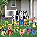 VictoryStore Yard Sign Outdoor Lawn Decorations: Birthday Yard Cards - Happy Birthday Greetings w/Presents Yard Decoration Includes Stakes