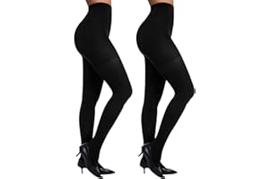 Citystl 2 Pairs Women's Black Tights 60D, Solid Color Soft Opaque Microfiber Tights