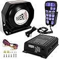 Emergency Police Siren 200W Multi-Tones PA System Slim Speaker Sirens with Handheld Controller & Mic Microphone Warning Electronic Alarm Horn Kit for Tow Truck Car Vehicles Pickup UTV ATV POV RV