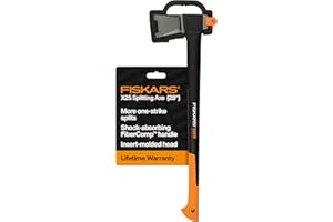 Fiskars X25 Splitting Axe, 28" Wood Splitting Axe for Medium to Large Size Logs with Shock Absorbing Handle and Sheath, Split