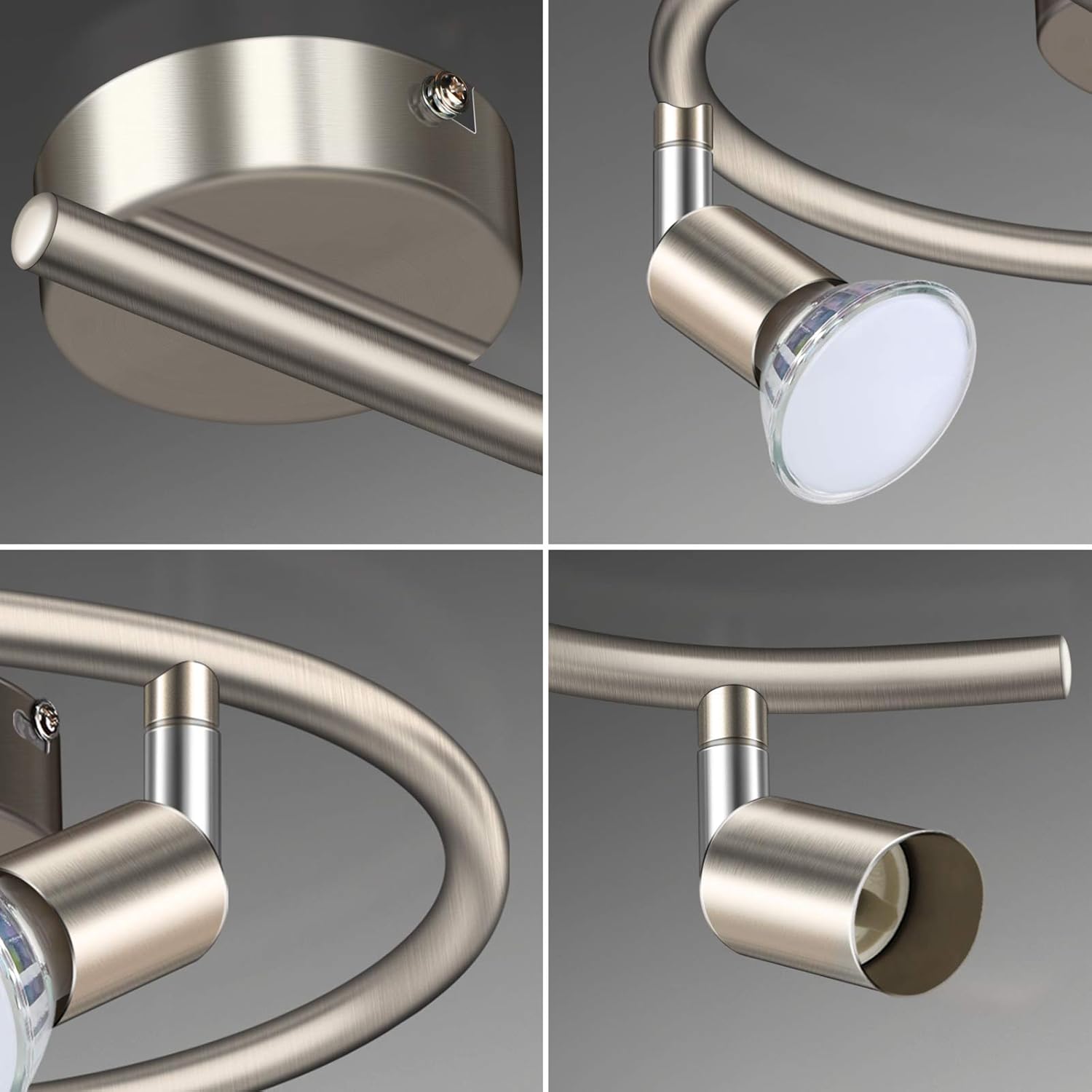 Unicozin Modern Rotatable 3 Way LED Ceiling Spotlight, Matt Nickel & Swivelling Design - Image 5
