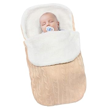 Mhjy Newborn Baby Swaddle Blanket Wrapknit Warm Fleece Blanket Swaddle Sleeping Bag Sleep