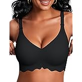 Vertvie Womens Wireless Jelly Bra Push Up No Underwire Full Support Removable Straps (Halter/U/Cross) Seamless T-Shirt Bras