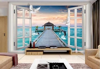 Carta Da Parati 3d Photo Acquerello Dipinta Di Verde Foglie