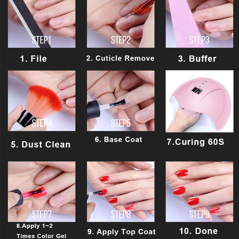 Matte Top Coat High Gloss Base Gel Nail Polish Set No Wipe UV LED Soak Off Varnish 3Pcs with 1pc Mirror Powder Glitter by FIGHTART : Beauty