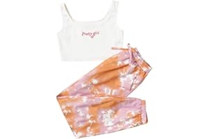 SOLY HUX Girl's 2 Piece Outfits Letter Crop Top and Pant Sets Cute Clothes Fashion 2023
