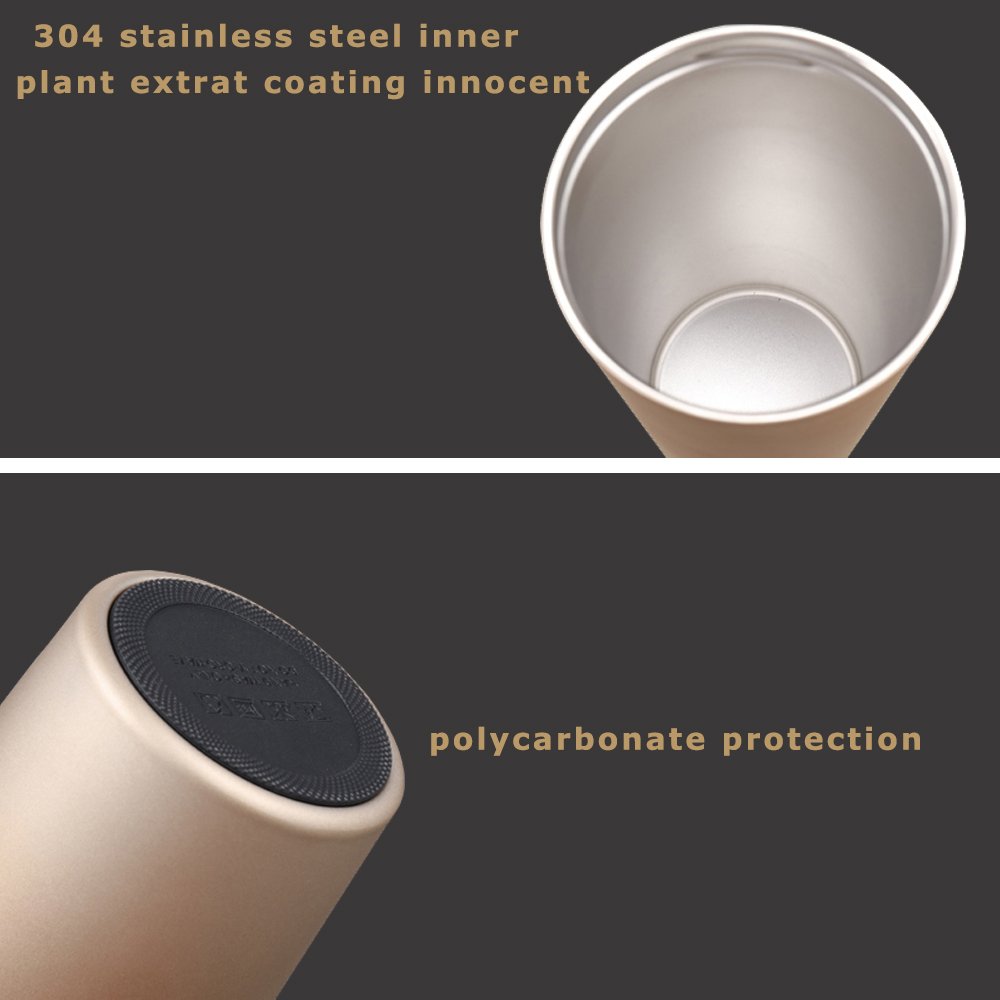 Etzion Sports Water Bottles, Vacuum Insulated Stainesless Steel Water Tumbler, Leakproof Wide Mouth Coffee Bottle for Home, Office and Outdoor Hiking Biking - Gold