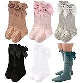 QandSweet Baby Girl Knee-High Socks Toddlers Bow Stockings Newborn Infant Non-Slip Sock