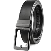 Founders & C Men's Ratchet Comfort Click Belt -1 3/8 Leather Dress Belt | Slide Buckle,No Holes Micro-adjustment,Trim to Fit,Pairs with Suits,Chinos,or Casual Jeans,Gift Box