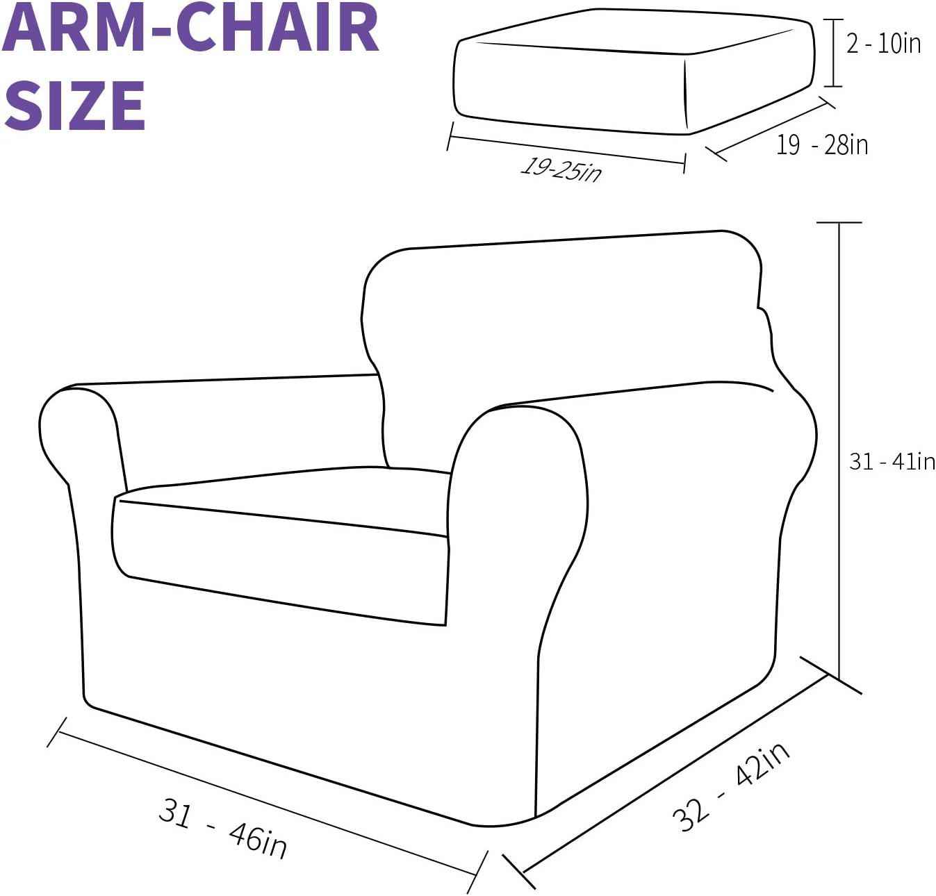ZNSAYOTX Luxury Velvet Chair Slipcovers with Arms 2 Piece Stretch Chair Covers for Living Room Thick Soft Armchair Slipcover Anti Slip Dog Pet Friendly Furnitre Protector (White, Chair): Kitchen & Dining