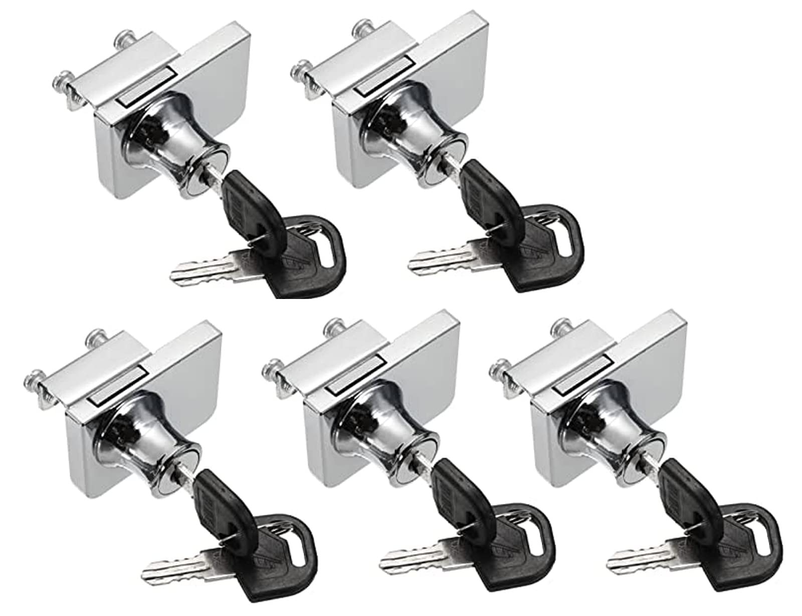 Chrome Plated Glass Cabinet Lock for IKEA with 2 Keys Glass Window Lock Single Swing Glass Cabinet Showcase Door Lock (5)