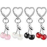 4Pcs 4 Colors Cherry Keychain Fruit Bag Charm Purse Charms for Women Cute Keychains Resin Cherry Bag Charms for Handbags Womens Keychain Aesthetic Backpack Key Chain Handbag charm Purses Key Chains