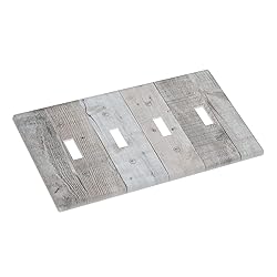 Rustic Grey Wood Shiplap Quad Toggle Light Switch