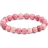 Crystal Agate Rhodochrosite Gemstone Bracelet – Handmade Natural Healing Crystal Stretch 10mm Beaded Bracelet for Reiki, Meditation, Yoga, Spiritual Energy, Positive Vibes & Gift for Women & Men