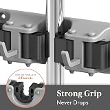 Lifewit Broom Mop Holder Wall Mounted 5 Slots 6 Hooks Gray 41x5.5x7cm view 2