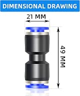 ERGAOBOY 12mm OD Push to Connect Fittings Blue PU12 view 5