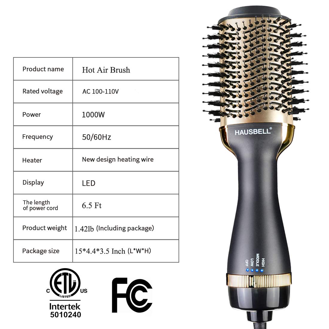 HAUSBELL Hair Dryer Brush, Hot Air Brush, Multifunctional Hair Dryer and Volumizer, Negative Ions Blow Dry Brush for Hair Dryer, Straightener, Curler and Styler, Brush Hair Dryers, Blow Dryer Brush : Beauty