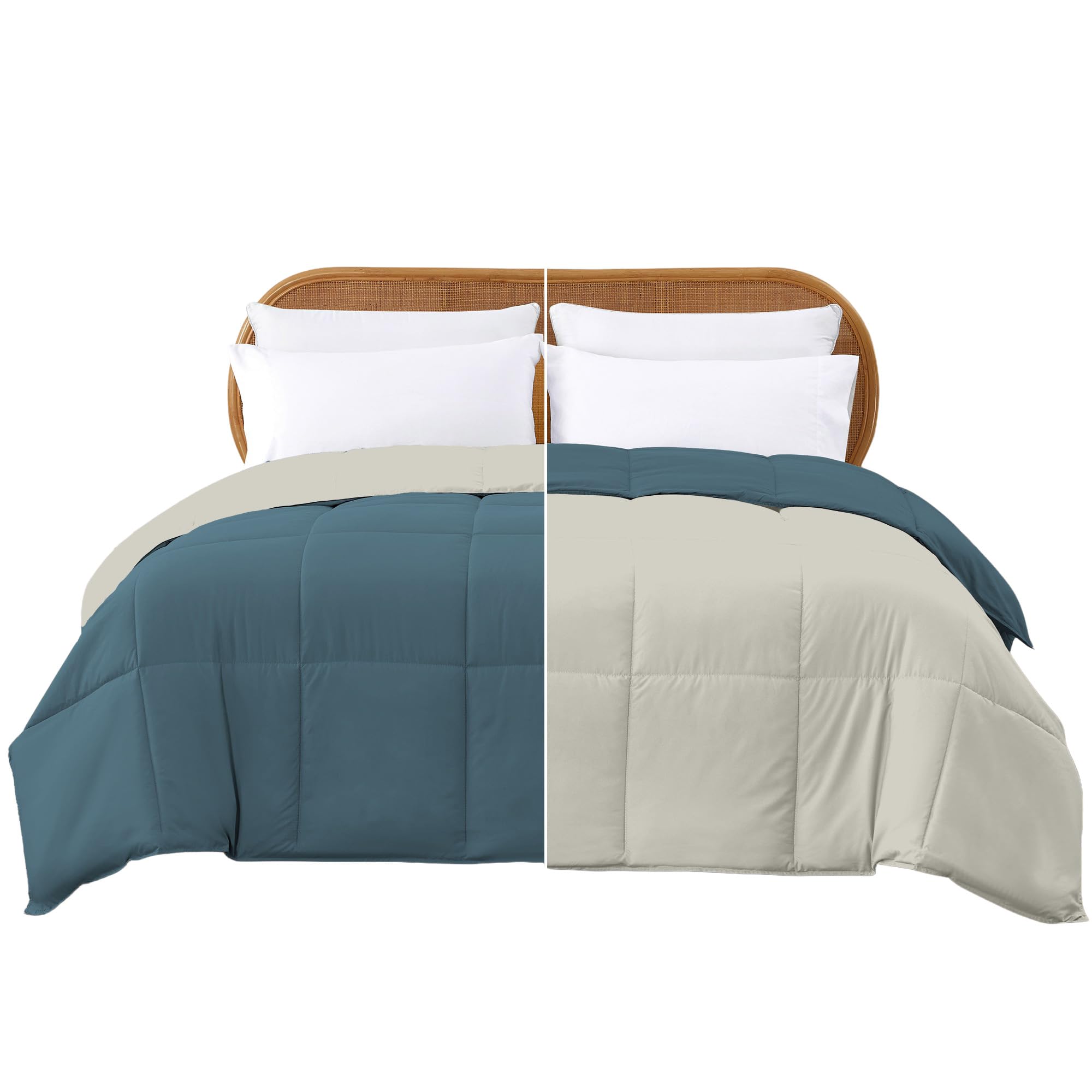 Modern Threads Down Alternative Reversible Comforter Teal/Beige California King Image