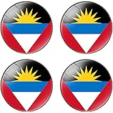 HSQCEZ 4 Pcs Antigua and Barbuda Flag Pin Round 1 Inch, Lapel Pins Souvenir Badge for Hat Clothes Backpack,Antigua Flag Brooch Accessories Party Favors,Patriotic Pin Accessories for Men/Women