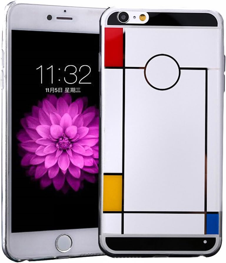 Nonsar Ultrathin Emboss Acrylic Coating Phone Back Case Cover for Iphone6 (Red-yellow-blue)