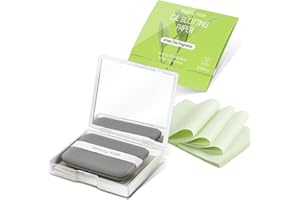 BEAUTY KATE Oil Blotting Sheets for Face, Blotting Paper For Oily Skin Green Tea 100 sheets with Portable Mirror Case & Makeup Puff, Oil Absorbing Sheets For Face
