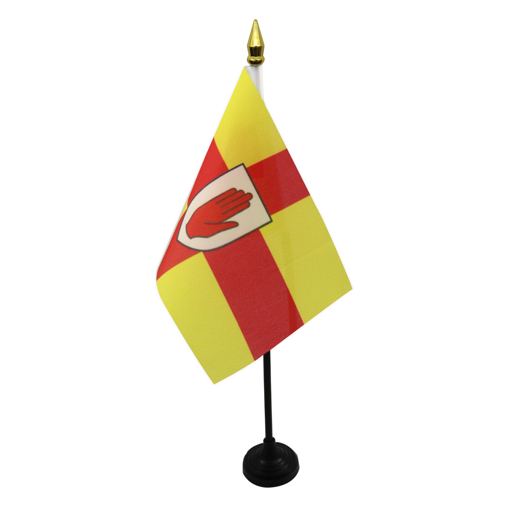 AZ FLAG - Ulster Table Flag 4'' x 6'' - Irish province of Ulster Mini Desk Flag 100% Polyester 15 x 10 cm - Office Mini Banner with 10'' Pole - Golden Spear