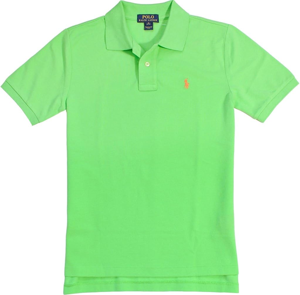 Ralph Lauren Boys Neon Green Cotton Mesh Polo Shirt (Large 1416) Clothing