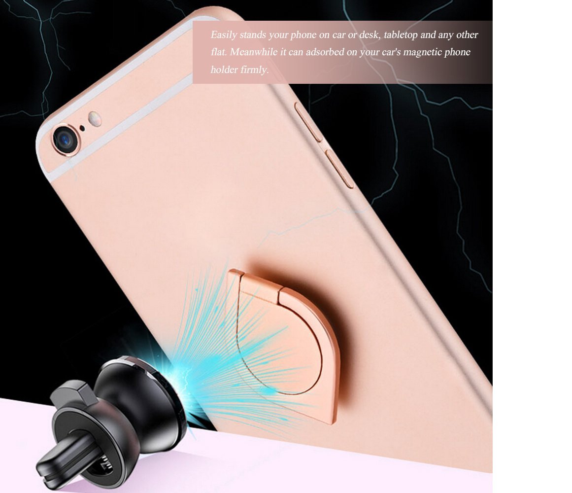 Finger Ring Phone Grip, HIKIN Cell-Phone Knob Key Rings Button Mount/Stand/Holder/Catch/Handle For iPhone X 8 7 Galaxy S9 S8 Note8 Friendly With Cases (Gold)