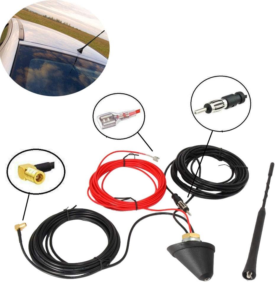 RED WOLF DAB Car Aerial Antenna SMB Adapter to DIN Connector Universal Roof Mount Active Amplified Aerial Reception Splitter for FM AM/DAB+ Radio Pioneer Clarion Alpine JVC Sony Android - Image 3