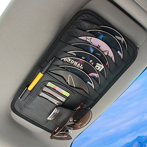 VVHOOY Car Sun Visor Organizer,Multi Function CD DVD Disk Glasses Card Pen Receipt Document Organizer Holder with 8CD Slots Storage Pouch(Black)