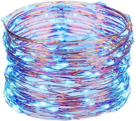 ALight House Christmas 3AA Battery Operated 9.8feet 30leds Led silver Wire String Fairy Lights color changing (Blue)