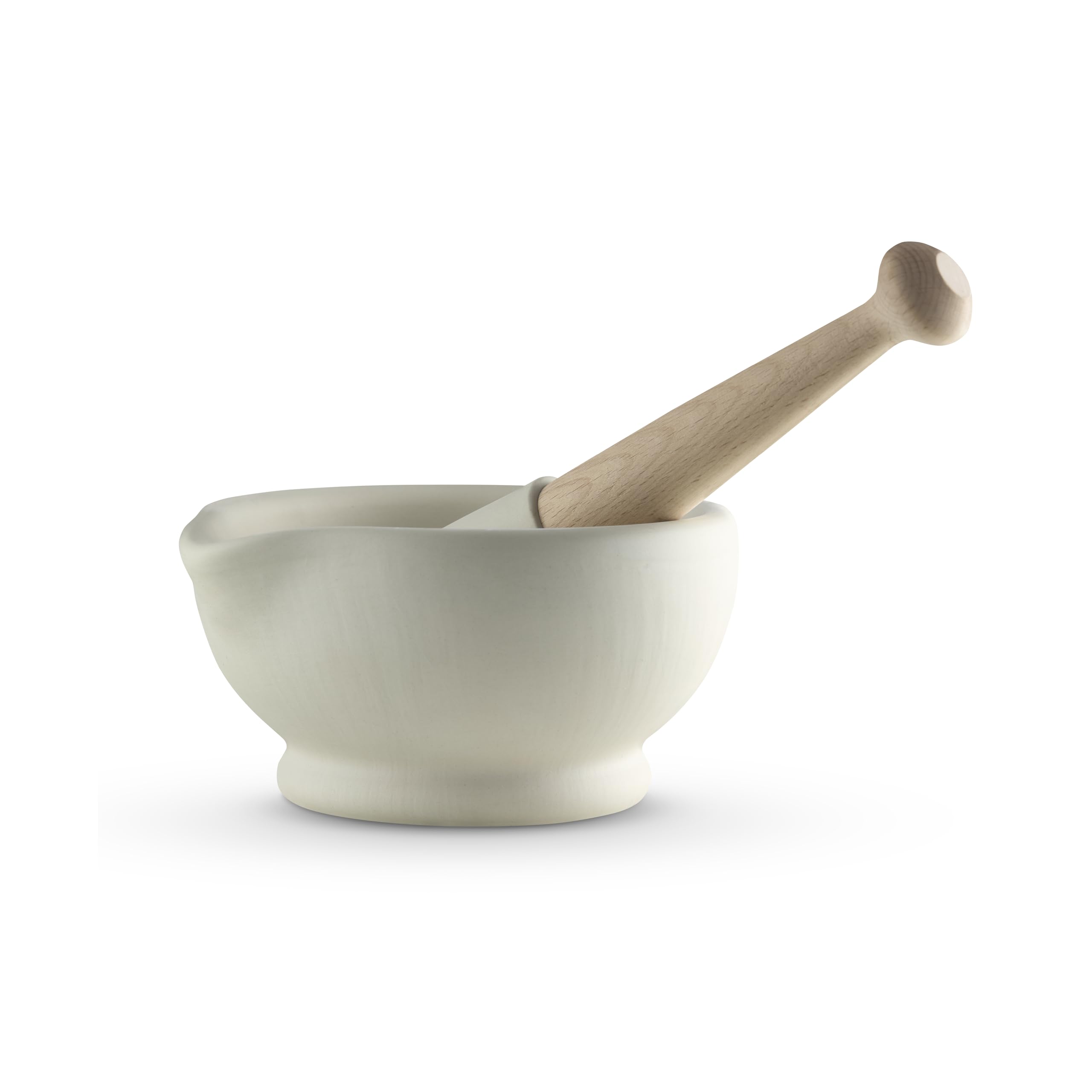 Milton Brook Vitrified Porcelain Pestle and Mortar Set for Grinding and Crushing Herbs, Seeds and Nuts, Size 4, 17cm Diameter, White — image 1