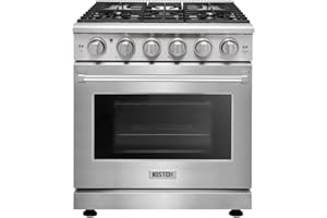 KOSTCH 30 inch Professional Freestanding Pro-Style Natural Gas Range or Liquid Propane Gas Range with 5 Burners, 4.55 cu.ft. Oven Capacity, in Stainless Steel - KOS-30RG03M (Stainless Steel)