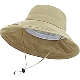 Sun Hats for Women, Wide Brim Waterproof Bucket Hat, Summer Beach Packable Ponytail Hat,UPF 50+ UV Protection